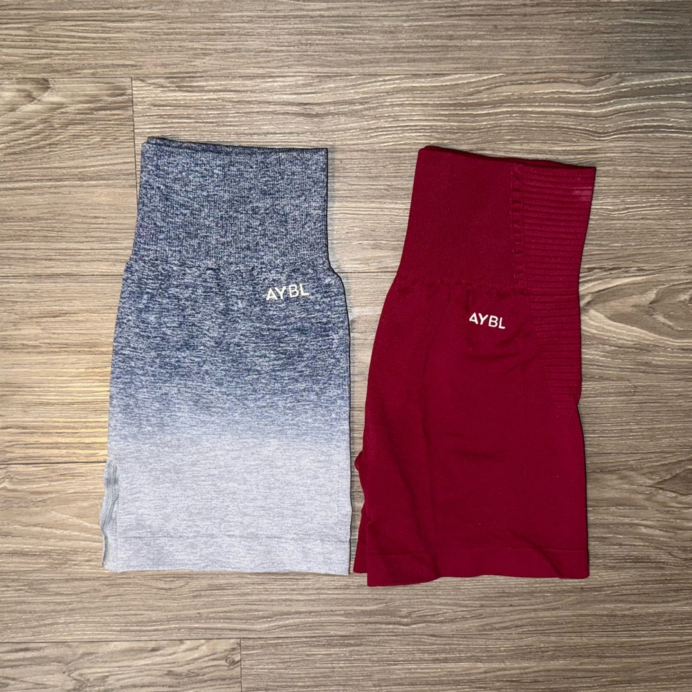 (2) AYBL Balance V2 Seamless shorts Womens Size Small Blue Ombré & Red